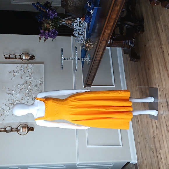 Zara Women's Orange Cotton Plopin Midi Dress. Size S - Picture 4 of 17